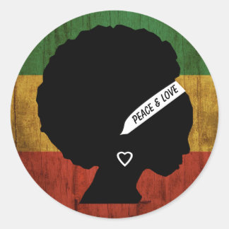 Rasta Woman Peace & Love Ronde Sticker