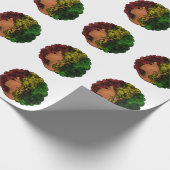 Rasta zwart meisje vrouw afro rood geel groen cadeaupapier (Hoek)