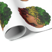 Rasta zwart meisje vrouw afro rood geel groen cadeaupapier (Rol Hoek)