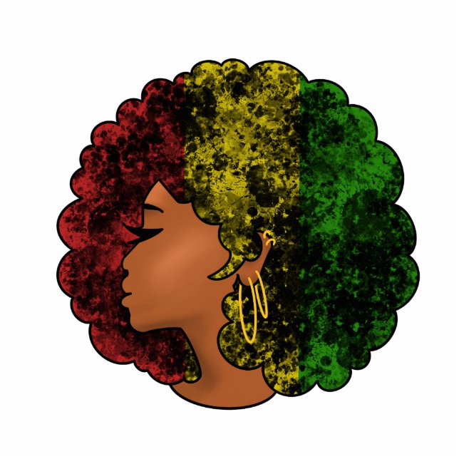 Rasta zwart meisje vrouw afro rood geel groen fotobeeldje magneet (Voorkant)