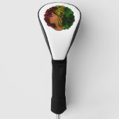 Rasta zwart meisje vrouw afro rood geel groen golfheadcover (Voorkant)