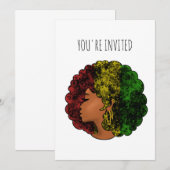 Rasta zwart meisje vrouw afro rood geel groen kaart (Voorkant / Achterkant)