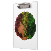 Rasta zwart meisje vrouw afro rood geel groen klembord (Links)