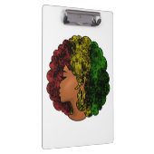 Rasta zwart meisje vrouw afro rood geel groen klembord (Rechts)