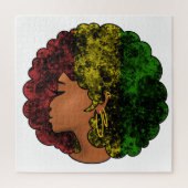 Rasta zwart meisje vrouw afro rood geel groen legpuzzel (Verticaal)