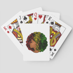 Rasta zwart meisje vrouw afro rood geel groen pokerkaarten