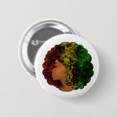 Rasta zwart meisje vrouw afro rood geel groen ronde button 5,7 cm (Voorkant /achterkant)