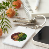 Rasta zwart meisje vrouw afro rood geel groen sleutelhanger (Voorkant Rechts)