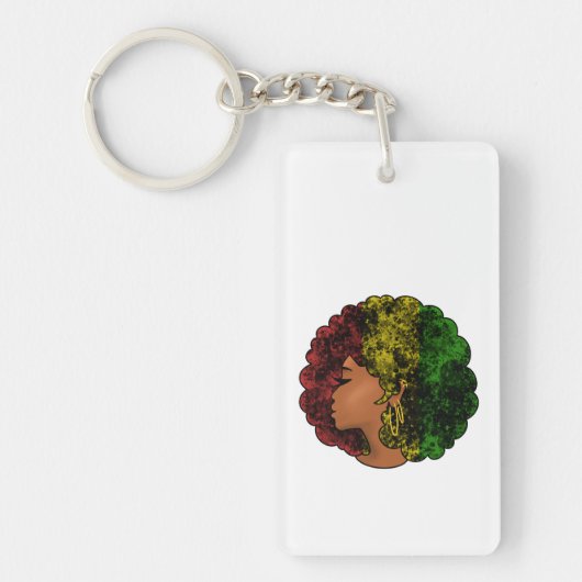Rasta zwart meisje vrouw afro rood geel groen sleutelhanger (Voorkant)