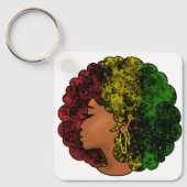 Rasta zwart meisje vrouw afro rood geel groen sleutelhanger (Voorkant)