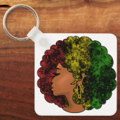 Rasta zwart meisje vrouw afro rood geel groen sleutelhanger (Voorkant)