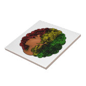 Rasta zwart meisje vrouw afro rood geel groen tegeltje (Zijkant)