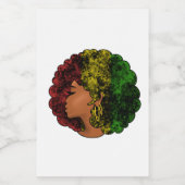 Rasta zwart meisje vrouw afro rood geel groen voedselcontainer etiket (Enkel label)