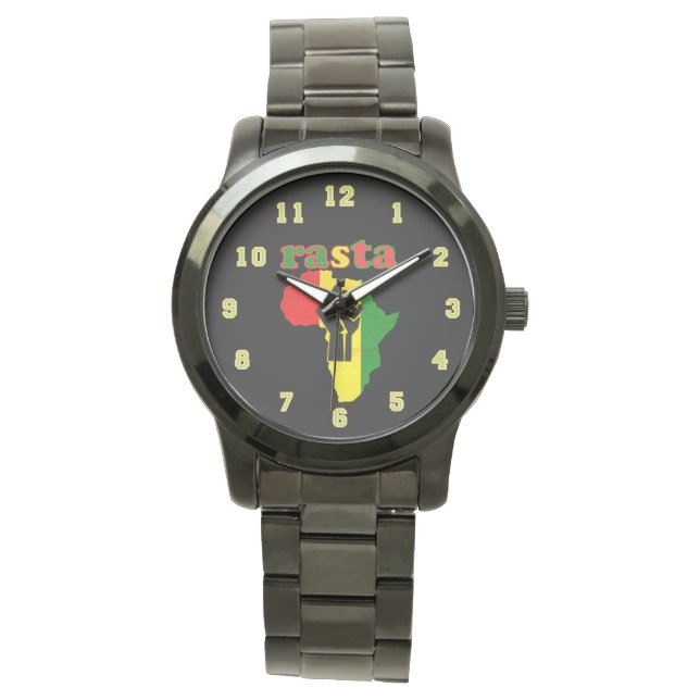 Rasta, zwarte krachtbron voor Afrika Horloge (Voorkant)