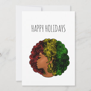 Rasta zwarte meisje vrouw afro rood geel groen  feestdagenkaart