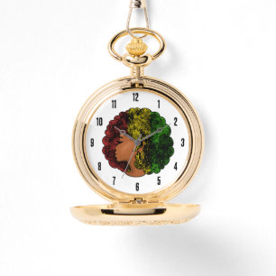 Rasta zwarte meisje vrouw afro rood geel groen  horloge