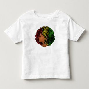 Rasta zwarte meisje vrouw afro rood geel groen  kinder shirts