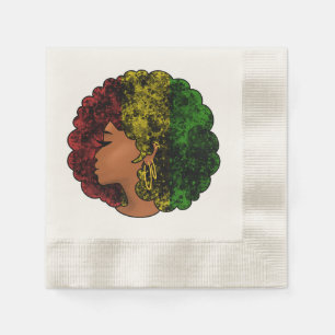 Rasta zwarte meisje vrouw afro rood geel groen servet