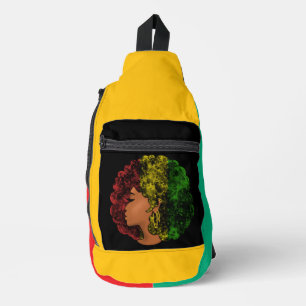Rasta zwarte meisje vrouw afro rood geel groen sling bag