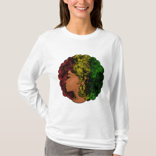 Rasta zwarte meisje vrouw afro rood geel groen  t-shirt