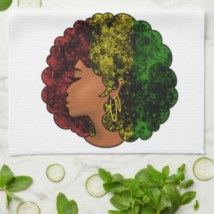 Rasta zwarte meisje vrouw afro rood geel groen theedoek