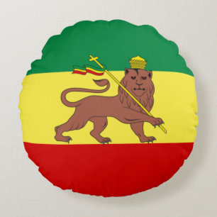 Rastafaarse vlag (Rastafarianisme) (Rasta) Rond Kussen