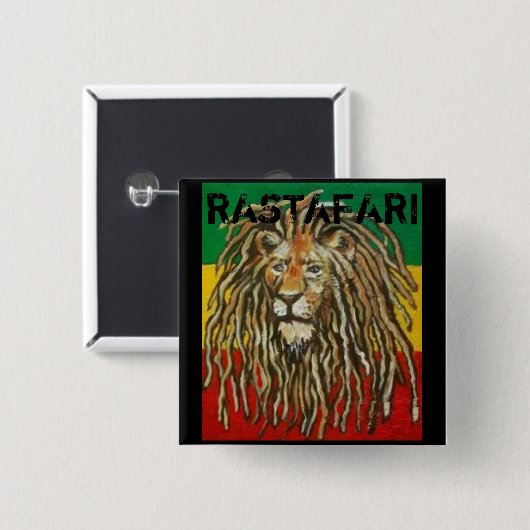 Rastafari Badge Vierkante Button 5,1 Cm (Voorkant /achterkant)