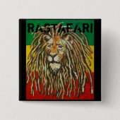 Rastafari Badge Vierkante Button 5,1 Cm (Voorkant)