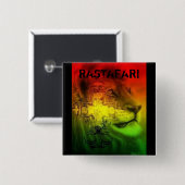 Rastafari Badge Vierkante Button 5,1 Cm (Voorkant /achterkant)
