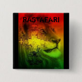 Rastafari Badge Vierkante Button 5,1 Cm (Voorkant)