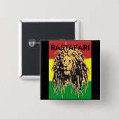 Rastafari Badge Vierkante Button 5,1 Cm (Voorkant /achterkant)