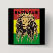 Rastafari Badge Vierkante Button 5,1 Cm (Voorkant)