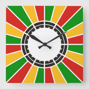 RASTAFARI DE STRALEN VAN DE KNOOP VAN DE VLAG + uw Vierkante Klok