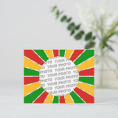 RASTAFARI FLAG BUTTON RAYS + uw bord of foto Briefkaart (Staand voorkant)