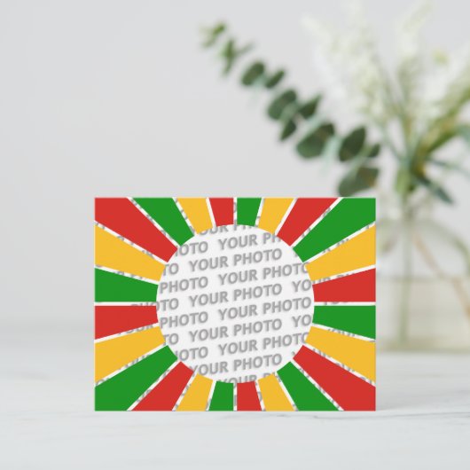 RASTAFARI FLAG BUTTON RAYS + uw bord of foto Briefkaart (Staand voorkant)