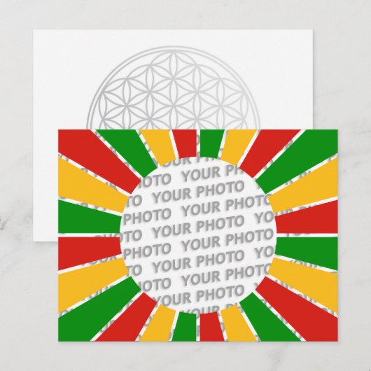 RASTAFARI FLAG BUTTON RAYS + uw bord of foto Briefkaart (Voorkant / Achterkant)