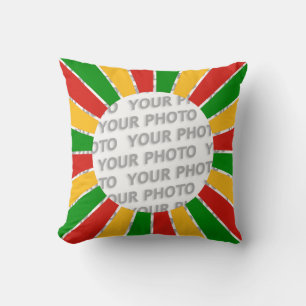 RASTAFARI FLAG BUTTON RAYS + uw bord of foto Kussen