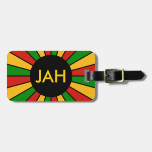 RASTAFARI FLAG BUTTON RAYS + uw teken of monogram Bagagelabel