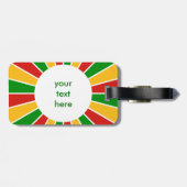 RASTAFARI FLAG BUTTON RAYS + uw teken of monogram Bagagelabel (Achterkant horizontaal)