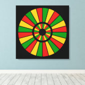 RASTAFARI FLAG BUTTON RAYS + uw teken of monogram Canvas Afdruk (Insitu (Houten vloer))