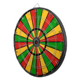 RASTAFARI FLAG BUTTON RAYS + uw teken of monogram Dartbord (Voorkant Rechts)