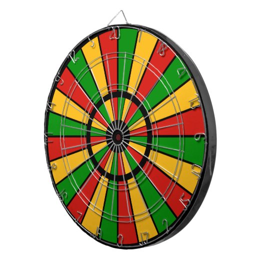 RASTAFARI FLAG BUTTON RAYS + uw teken of monogram Dartbord (Voorkant Rechts)