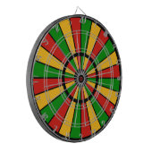 RASTAFARI FLAG BUTTON RAYS + uw teken of monogram Dartbord (Voorkant Links)