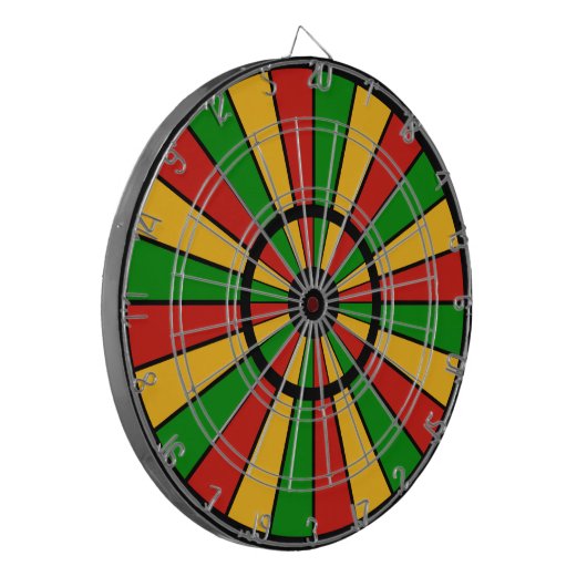 RASTAFARI FLAG BUTTON RAYS + uw teken of monogram Dartbord (Voorkant Links)