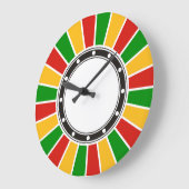 RASTAFARI FLAG BUTTON RAYS + uw teken of monogram Grote Klok (Hoek)