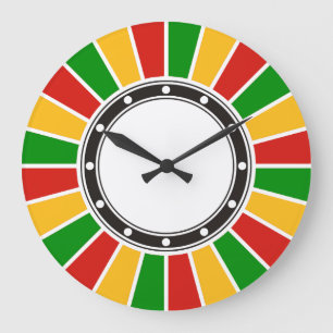 RASTAFARI FLAG BUTTON RAYS + uw teken of monogram Grote Klok