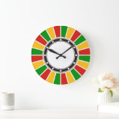 RASTAFARI FLAG BUTTON RAYS + uw teken of monogram Grote Klok (Huis)