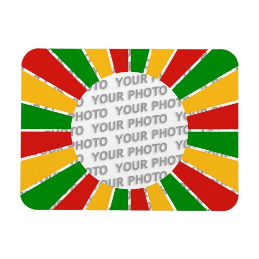 RASTAFARI FLAG BUTTON RAYS + uw teken of monogram Magneet (Horizontaal)