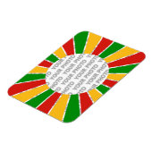RASTAFARI FLAG BUTTON RAYS + uw teken of monogram Magneet (Linkerzijde)