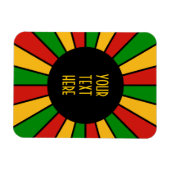RASTAFARI FLAG BUTTON RAYS + uw teken of monogram Magneet (Horizontaal)